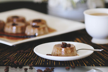 Coffee mousse served with fruits and berries