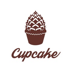 Cupcakes bakery icon, pine cupcake, Vector logo design template