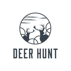 Deer Hunt Logo template, Elegant Deer logo designs vector