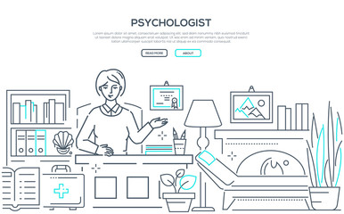 Psychologist - modern line design style web banner