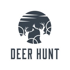 Deer Hunt Logo template, Elegant Deer logo designs vector