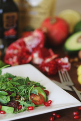 Pomegranate and rocket salad with avocado