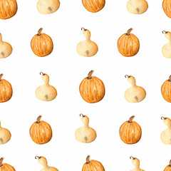 Seamless pattern with watercolor pumpkin.Thanksgiving day background. It's perfect for your design.Autumn style.