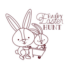 happy easter hunt label with rabbit icon