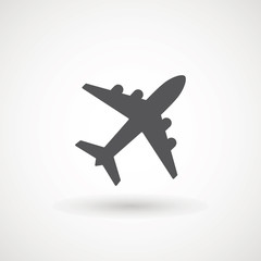 Obraz premium Plane icon. Flight transport symbol, airplane , fly airctaft, Aviation Vacation illustration. Travel icon solid illustration, pictogram isolated on white - Vector