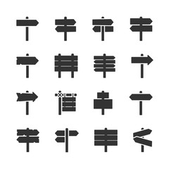 Vector set of wooden signposts icons.
