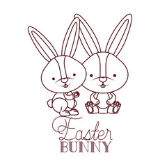 easter bunny label isolated icon