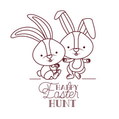 happy easter hunt label with rabbit icon