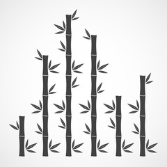 Black bamboo branches and leaves. Vector illustration
