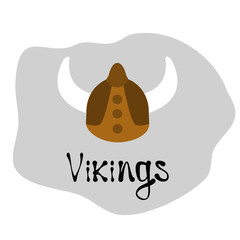 Hand drawn viking warrior helmet with horns and lettering vikings, vector