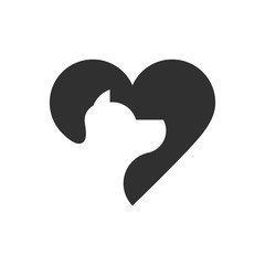 Modern dog care logo, negative space. Vector illustration.