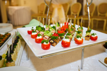 dish on the buffet vegetable cheese appetizer