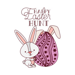 happy easter hunt label with rabbit icon