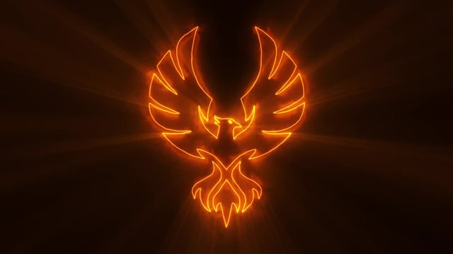 Orange Burning Phoenix Animated Logo Loop Graphic Element