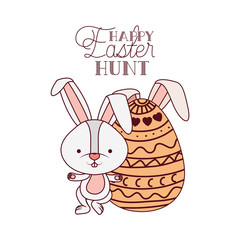 happy easter hunt label with rabbit icon