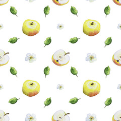 Watercolor pattern of apples
