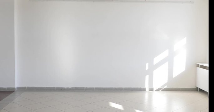 White wall corridor hallway blank empty sun