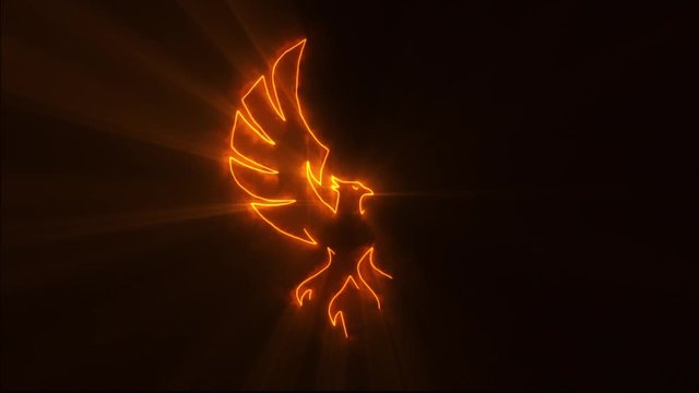 Orange Burning Phoenix Animated Logo Element with Reveal Effect