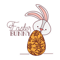 easter bunny label with egg isolated icon