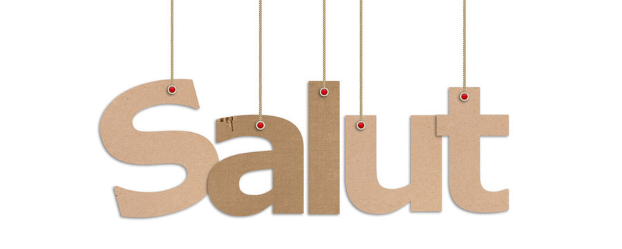 salut text in white background