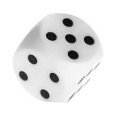 Gambling dice, macro isolated on white background, top view and clipping path, series