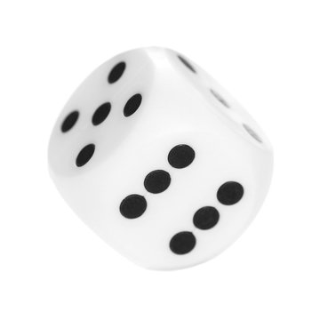 Gambling dice, macro isolated on white background, top view and clipping path, series