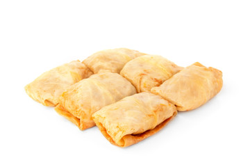 Stuffed cabbage isolated on white background.