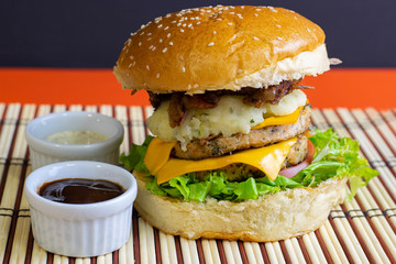 hamburger and french fries