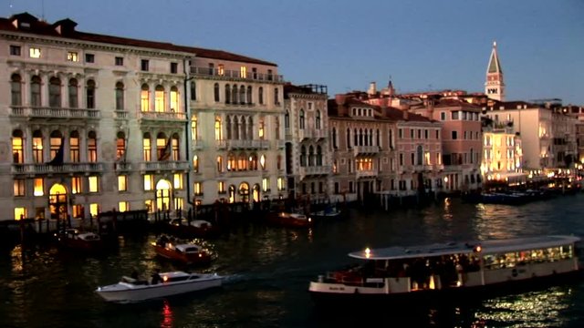 Grand Canal Boats at Dusk-pan