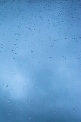 raindrops on the window against the sky