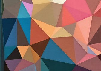 Fototapeta premium Abstract polygonal background. Triangles texture. Geometric modern art. Futuristic simple painting on canvas. Pattern for design. Backdrop template. Low poly concept artwork. Decorative elements. 