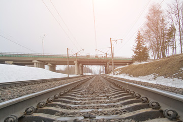 Railroad tracks landscape, heavy industrial concept