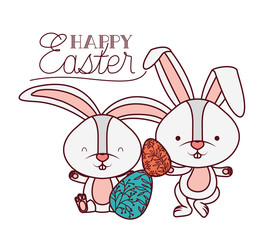 happy easter label with egg isolated icon