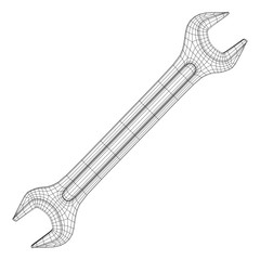 Wrench. Spanner repair tool. Mechanic or engineer instruments. Support service wireframe low poly mesh vector illustration