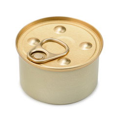 Canned pet food on white