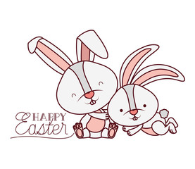 happy easter label isolated icon