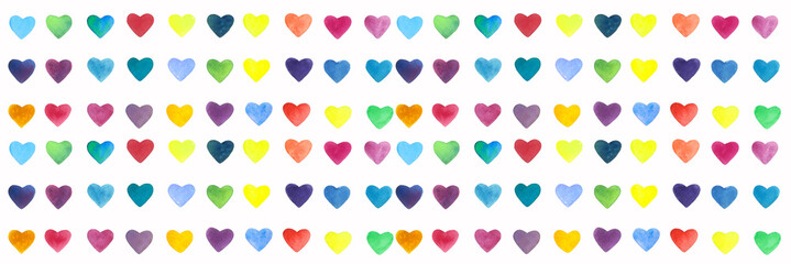 Set of hand painted watercolor hearts for Valentine's day. Romantic blue, pink heart for wedding invitations, holiday cards, greeting cards, posters, books, envelopes, photo album. isolated background