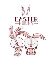 easter bunny label isolated icon