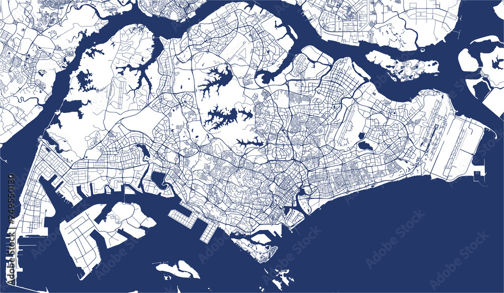 Wall mural vector map of the city of singapore, republic of singapore