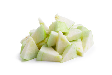 Slice of Guava fruit isolated over a white background