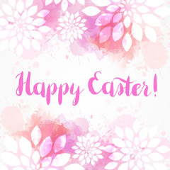 Happy Easter calligraphy on watercolor background
