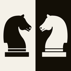 Ebony and Ivory chess knights © eyewave