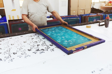 Textile factory equipment - stencils with patterns for printing on cloths