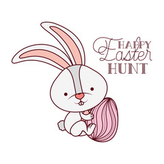 happy easter hunt label with rabbit icon
