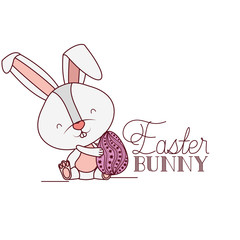 easter bunny label with egg isolated icon