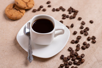 cup of coffee with beans