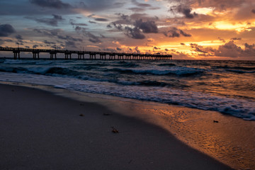 Bold Ocean Sunrise/Sunset with Pier