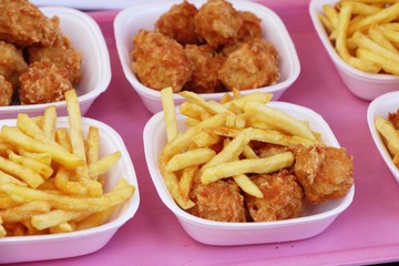 French fries and fried chicken nuggets delicious