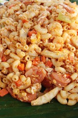 Pasta with pork and vegetables is delicious