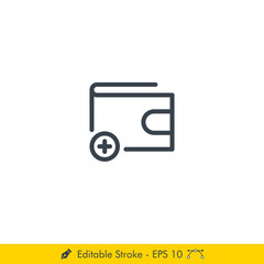 Wallet (Top Up) Icon / Vector - In Line / Stroke Design